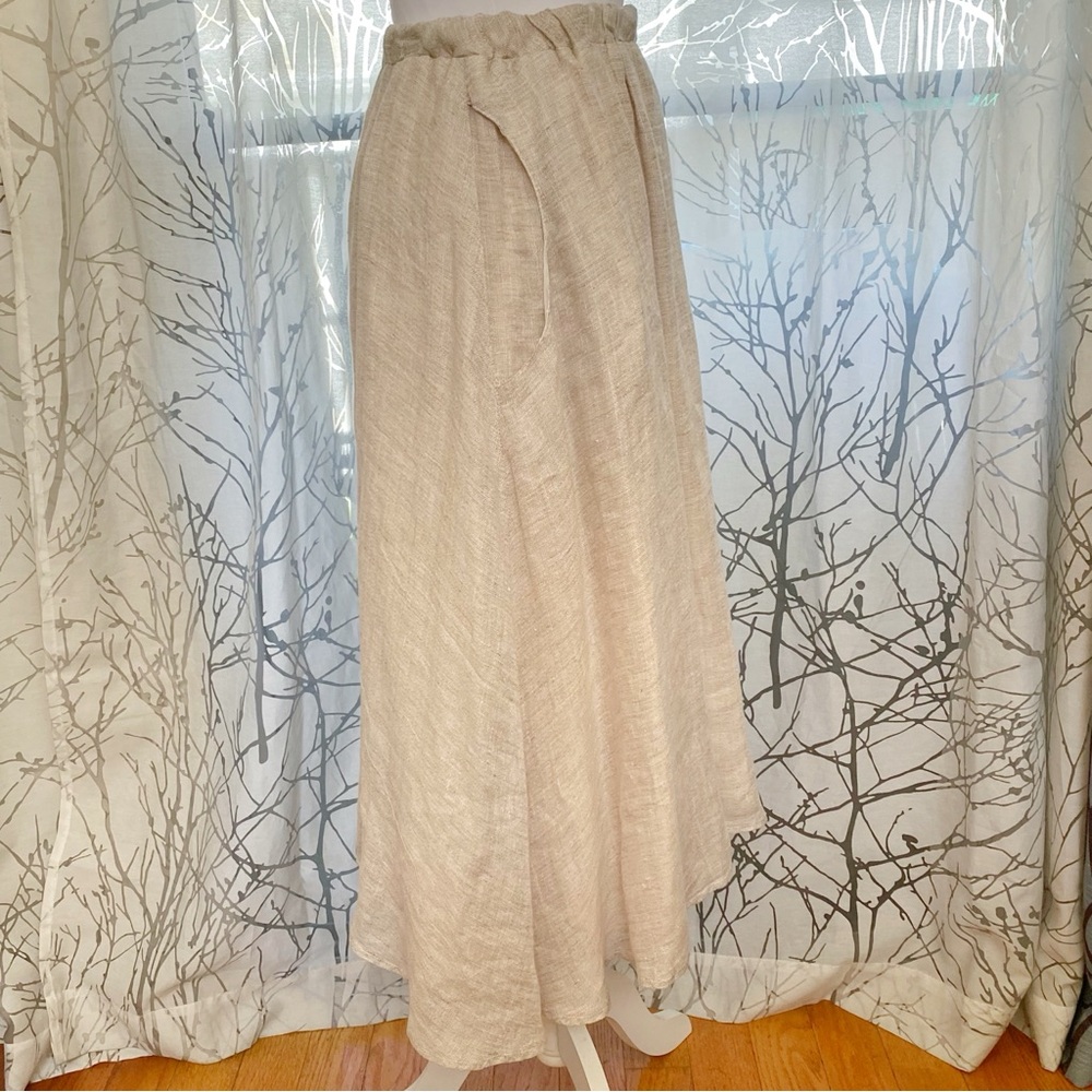 CP SHADES BEIGE TAN LINEN STRETCHY WAISTBAND MAXI SKIRT - Picture 4 of 10